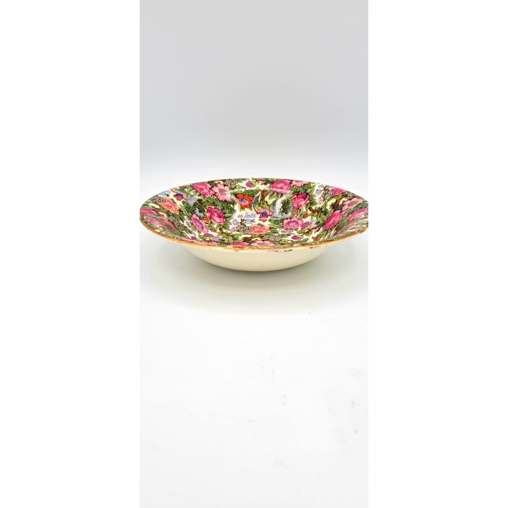 Crown Ducal Floral Chintz Ceramic Gold Rimmed 6.25" Bowl England Vtg 144